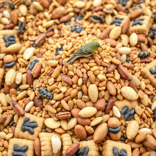 Bird seed pile with natural textures