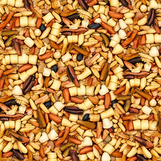 Bird seed pile with natural textures