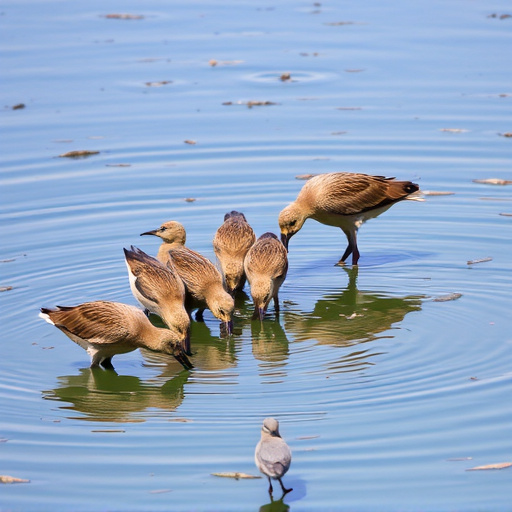 Birds drinking from fresh water bath