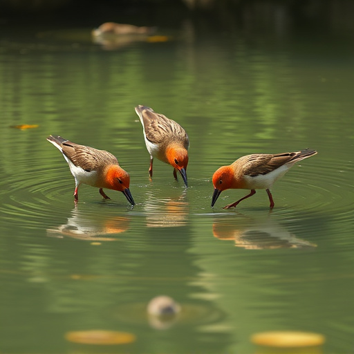 Birds drinking from fresh water bath