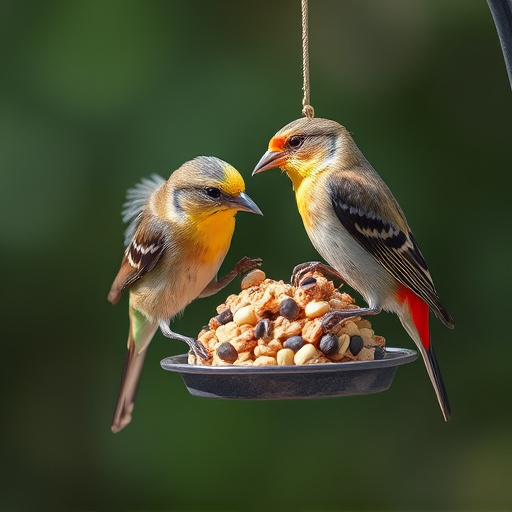 Birds enjoying high-energy suet food