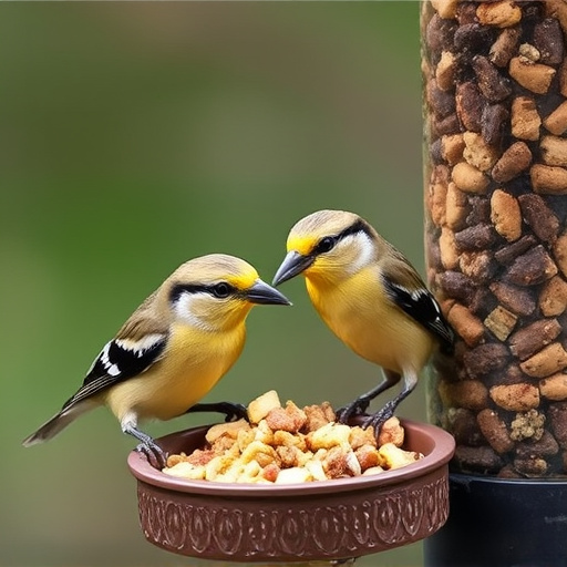 Birds enjoying high-energy suet food