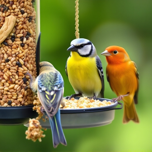 Birds enjoying high-energy suet food