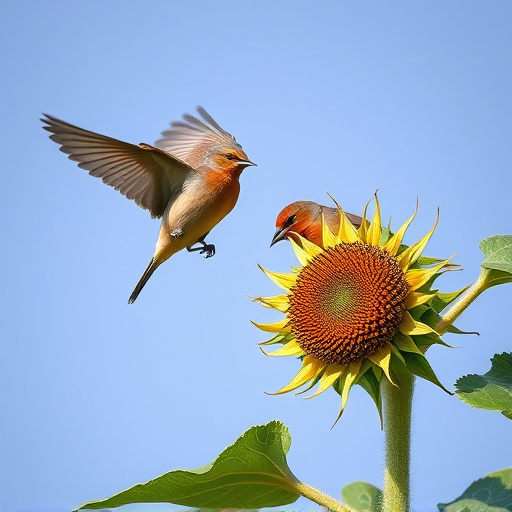 Birds feeding on sunflower hearts