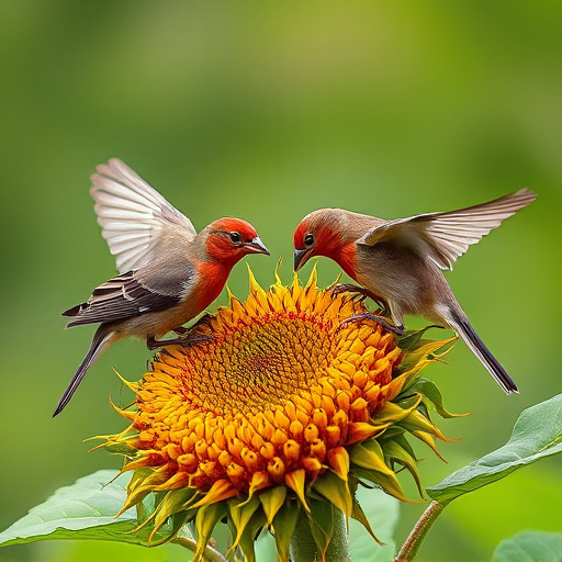 Birds feeding on sunflower hearts