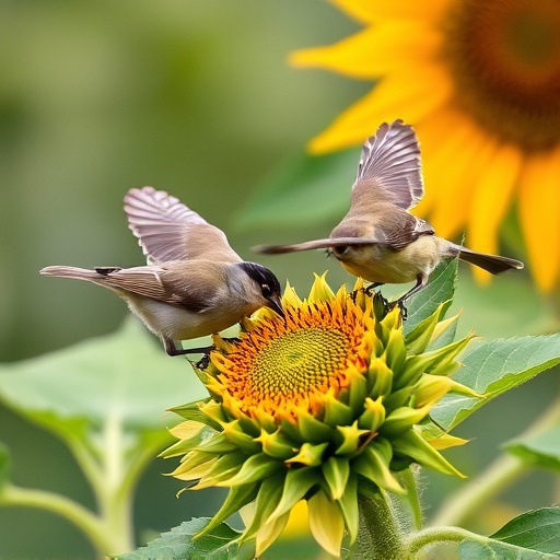 Birds feeding on sunflower hearts