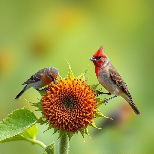 Birds feeding on sunflower hearts