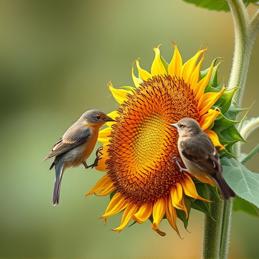 Birds feeding on sunflower hearts