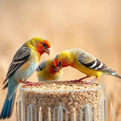 Birds feeding on wheat-free mix