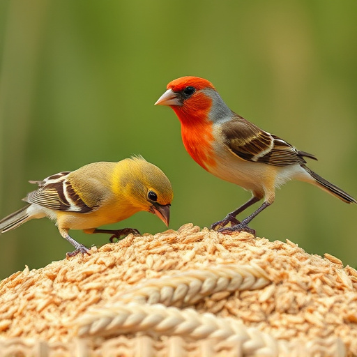 Birds feeding on wheat-free mix