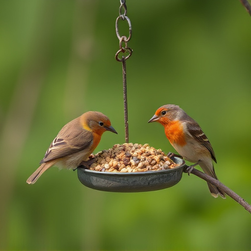 Birds gathering around seed mix