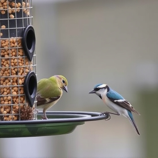 Birds pecking at restricted feeder ports