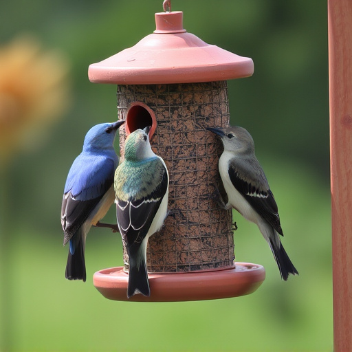 Birds pecking at restricted feeder ports