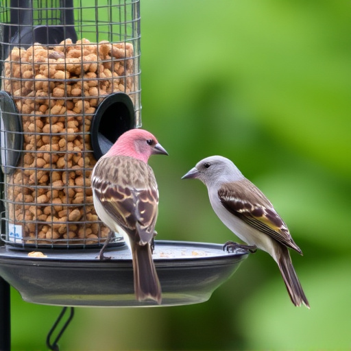 Birds pecking at restricted feeder ports