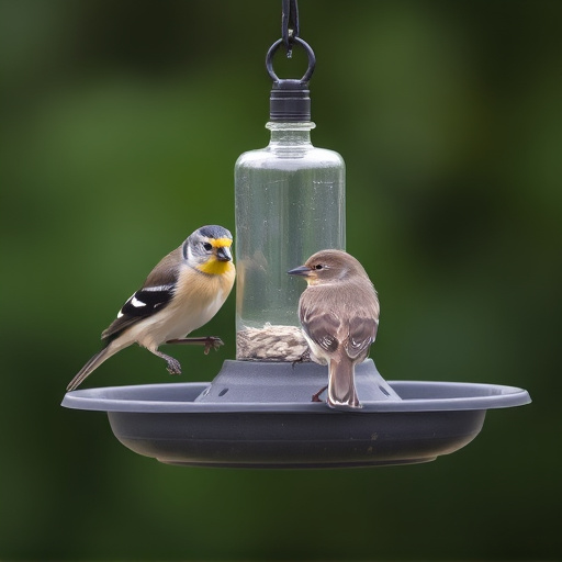 Birds perched on weatherproof feeder