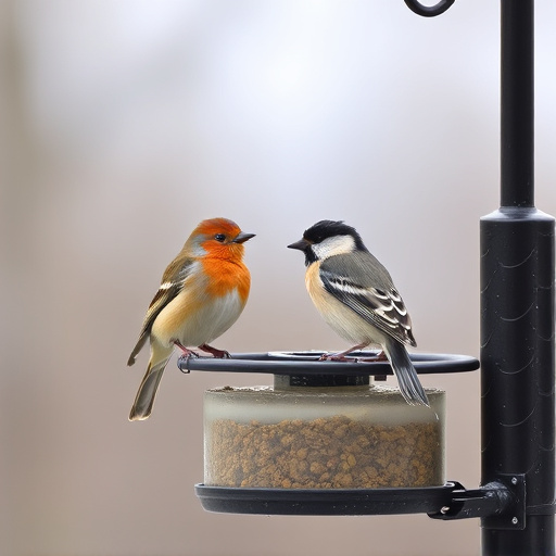 Birds perched on weatherproof feeder