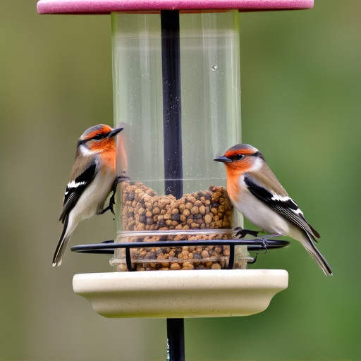 Birds perched on weatherproof feeder