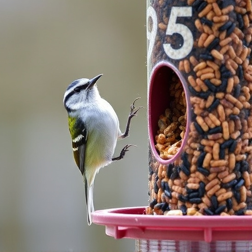 Birds using feeder without seed mess