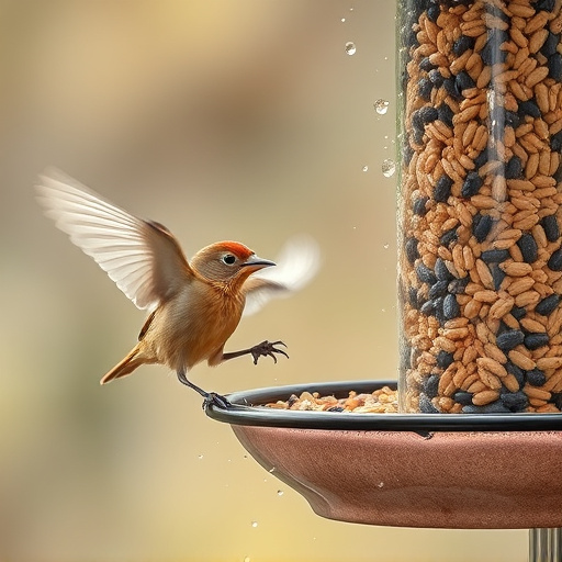 Birds using feeder without seed mess