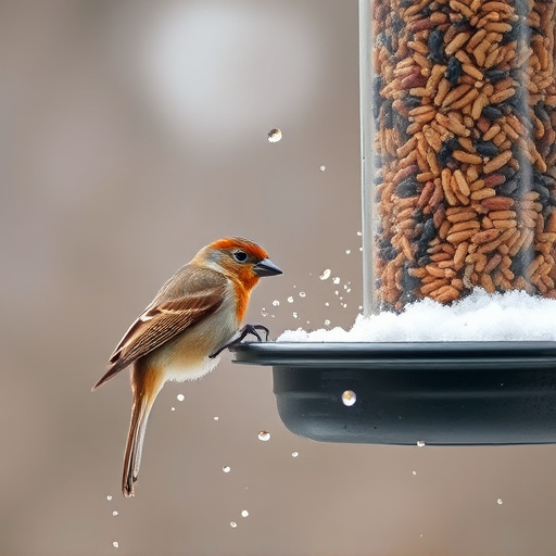 Birds using feeder without seed mess