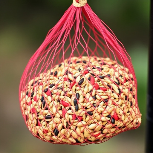 Birdseed mix in mesh feeder bag