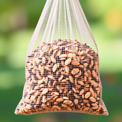 Birdseed mix in mesh feeder bag