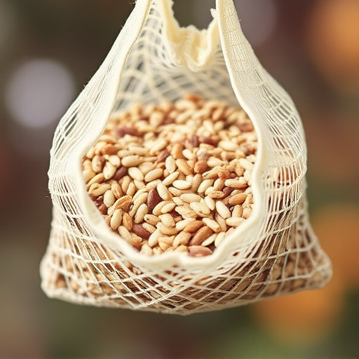 Birdseed mix in mesh feeder bag