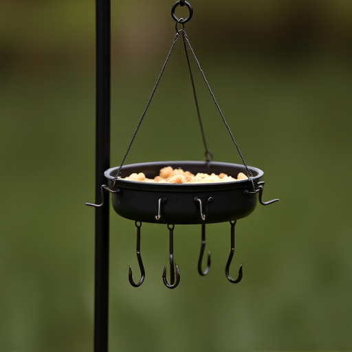 Black pole feeder with multiple hooks
