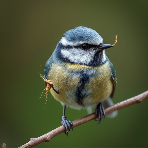 Blue tit holding seed in its beak