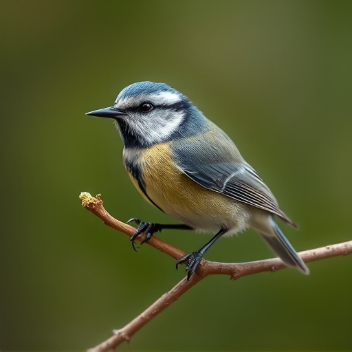 Blue tit holding seed in its beak