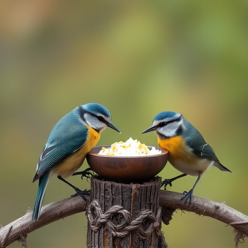 Blue tits and robins eating suet
