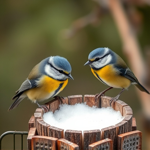 Blue tits and robins eating suet