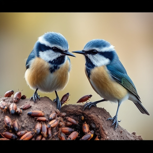 Blue tits enjoying fresh insects