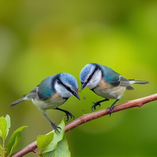 Blue tits enjoying fresh insects