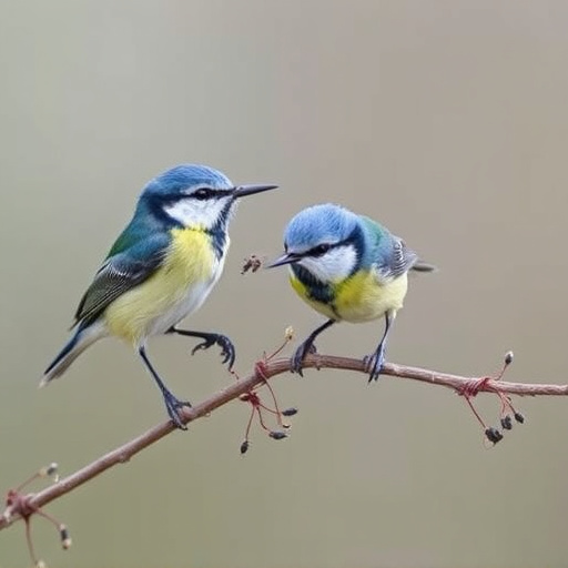Blue tits enjoying fresh insects