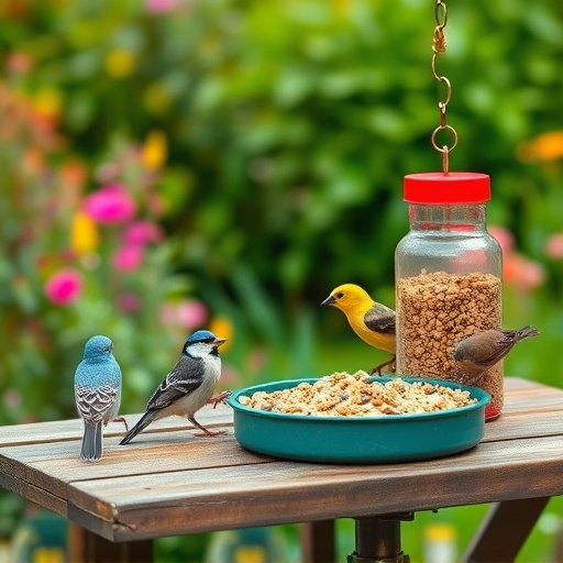 Bulk bird feed on garden table