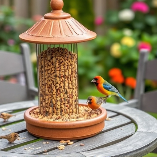 Bulk bird feed on garden table