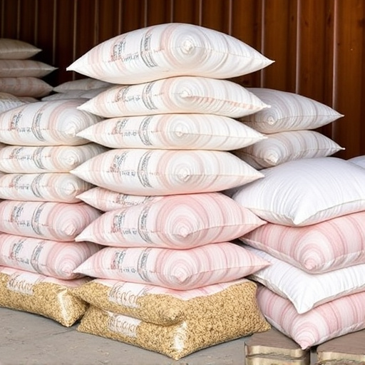 Bulk bird seed bags stacked neatly