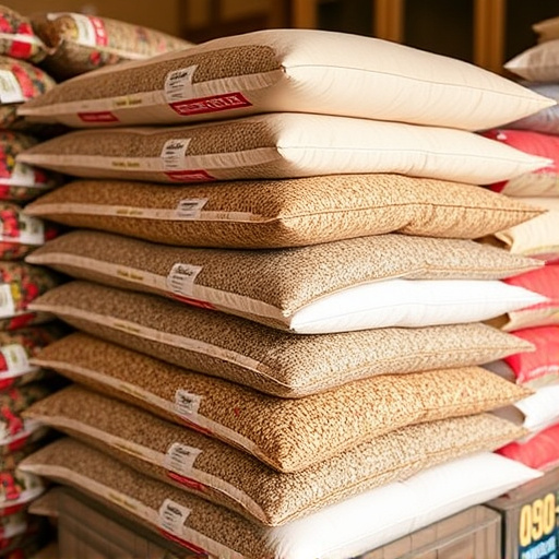 Bulk bird seed bags stacked neatly