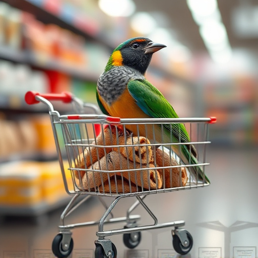 Checkout cart filled with bird