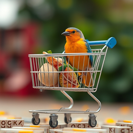 Checkout cart filled with bird