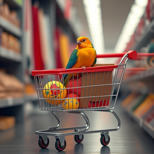 Checkout cart filled with bird
