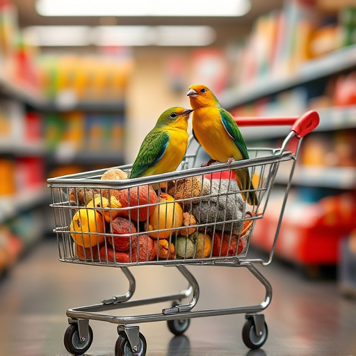 Checkout cart filled with bird