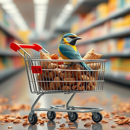 Checkout cart filled with bird