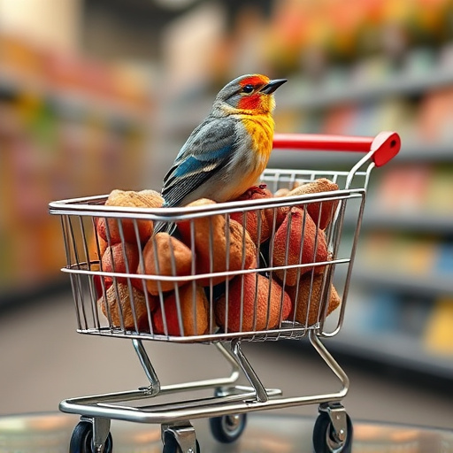 Checkout cart filled with bird
