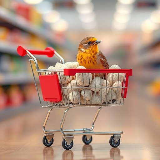 Checkout cart filled with bird