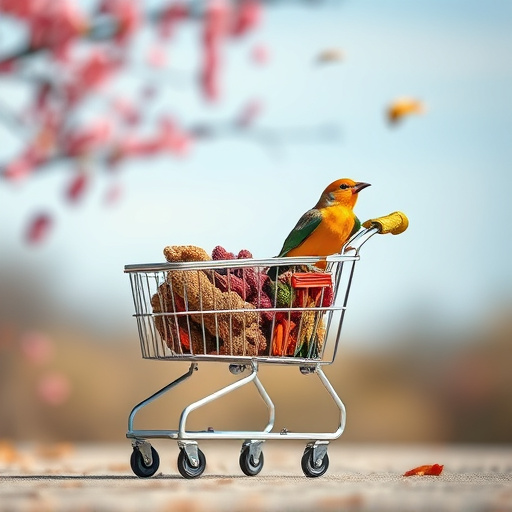 Checkout cart filled with bird