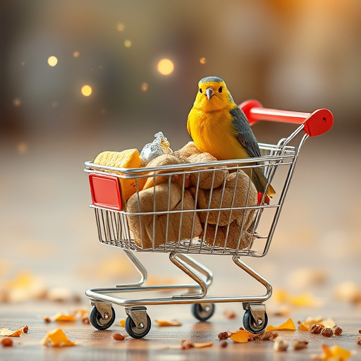 Checkout cart filled with bird