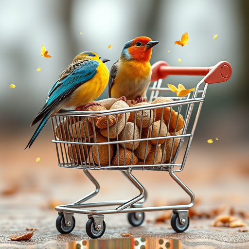 Checkout cart filled with bird