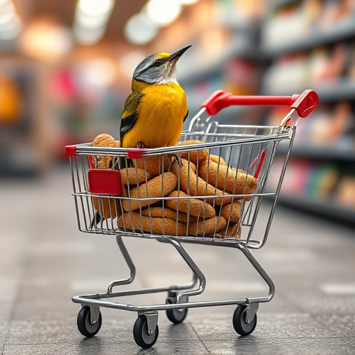Checkout cart filled with bird